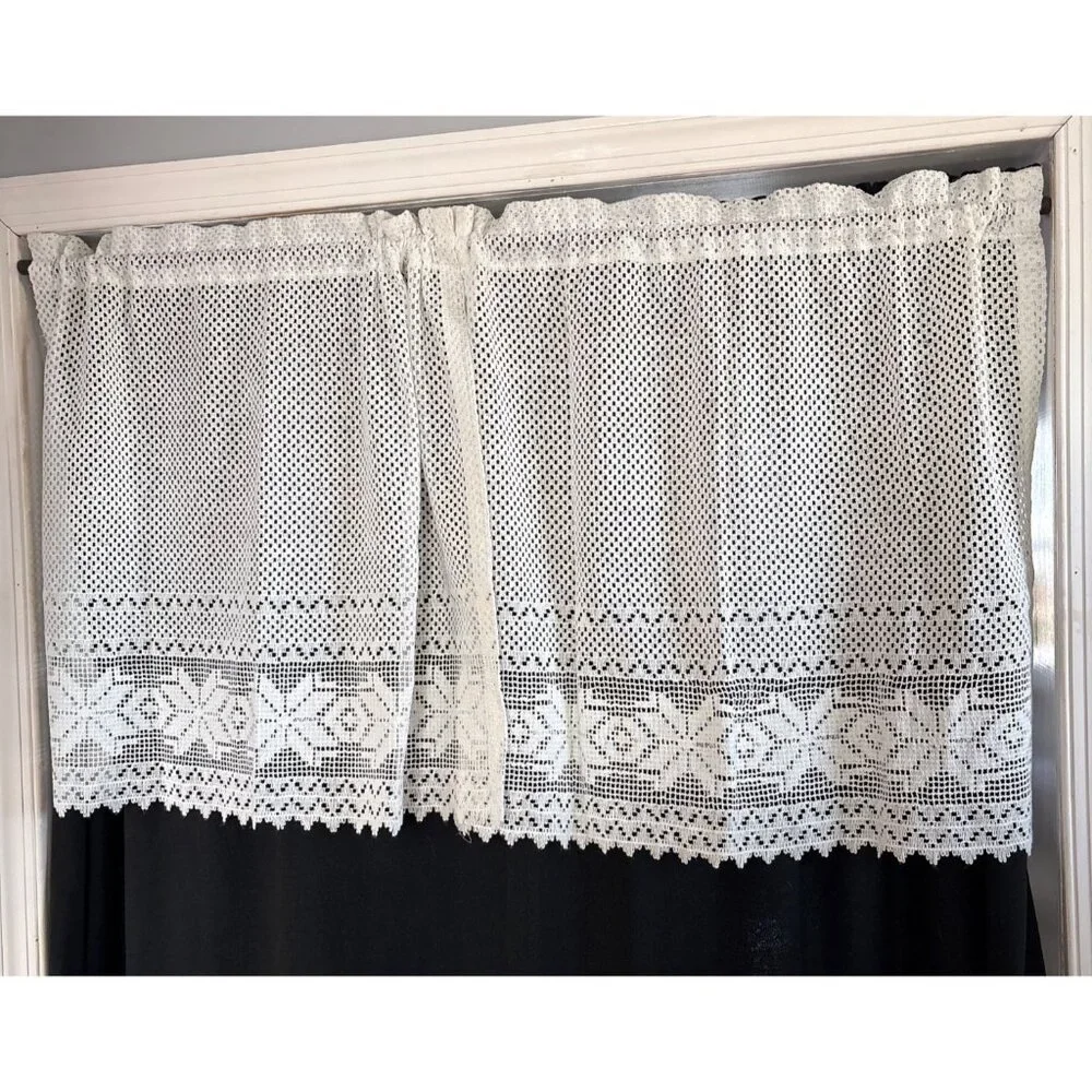Crochet Lace Curtain Valance Panel 56